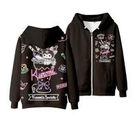 WANHONGYUE Kuromi Kapuzen-Sweatshirt Cartoon Hoodie Kapuzenpulli mit Reißverschluss Langarmpullover für Frauen Mädchen, Style 3, 2XL