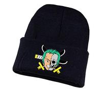WANHONGYUE One Piece Monkey D Luffy Anime Beanie Strickmütze für Damen und Herren Unisex Weiche Cuffed Plain Hat Warme Winter Mütze Skullcap Schwarz/7