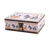 WANLIAN Schatztruhe aus Holz und Leder mit Deckel und Schloss, dekorative Schmuck-Aufbewahrungsbox für Mädchen und Frauen, für Geburtstag, Hochzeit, Kinderzimmer, Büro, Heimdekoration