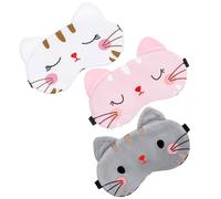 Wanmu 3 Stück Schlafmaske für Kinder, Niedliche Tier-Schlafaugenmaske, Plüsch-Gesichtsmaske, Reise-Schlafaugenmaske, Schlafhilfe, verstellbare Augenmaske, dehnbar (Weiß, Pink, Grau)