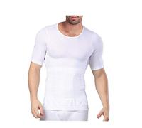 WannGe Mens Seamless Body Shaper Compression Vest Elastic Slim Shapewear - White S/M