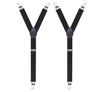 WannGe Mens Shirt Stays Adjustable Elastic Y-Style Garter Straps Socks Non-slip Clamps, Dot Black/White 1 pair