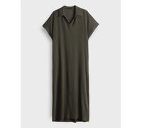 Opus Fashion Midikleid Wannie - Viskosemix, zarte Struktur, Umlegekragen - Olive, Größe 36