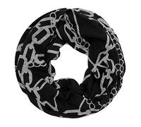 WANSSY® Loop-Schal Damen Rundschal Schlauch-Schal Feinstrick doppellagig warm kuschelig hochwertig mit Sterne Katze Totenkopf Eule Kette Muster (Kette Schwarz)