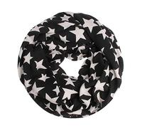 WANSSY® Loop-Schal Damen Rundschal Schlauch-Schal Feinstrick doppellagig warm kuschelig hochwertig mit Sterne Katze Totenkopf Eule Kette Muster (Sterne Schwarz)