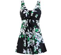 Wantdo Damen Badeanzug Einteiliger Raffung Einteiler Bademode, Birnenblume, 48-50 EU / 20-22 UK