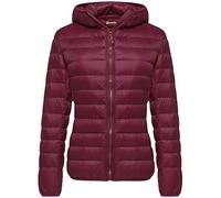 Wantdo Daunenjacke Damen Leicht Packbar Kurzjacke mit Kapuze Rot S