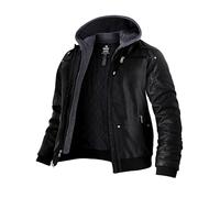 Wantdo Herren Lederjacke - Ubergangsjacke aus Kunstleder, Schwarz, Verdickung M