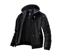 Wantdo Herren Lederjacke Winter Jacke Lang Kunstleder Schöne Lederjacken mit Kapuze Echt Lederjacke für Winter Schwarz XL
