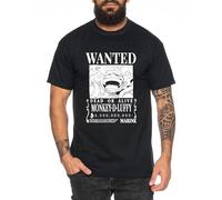Wanted Luffy - Herren T-Shirt Straw Hat Luffy Zoro One Monkey D. Pirat Ace Piece Goku Anime Ruffy, Größe:XL, Farbe:Schwarz