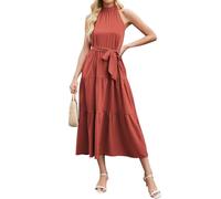 Wantonfy Sommerkleid Damen Freizeitkleider Ärmellos Strandkleid | Langes,Maxikleid,mit Gürtel, Elegant, Midikleid, Wickelkleid