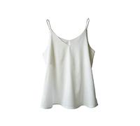 Wantschun Damen Satin Silk Weste Bluse Tank Tops Shirt Cami Spaghetti Träger Camisole Vest V-Ausschnitt Basic - Weiß ; L