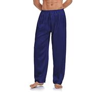Wantschun Herren Satin Silk Schlafanzug Nachtwäsche Hose Herrenanzug Pyjama Bottom Schlafanzughose Navy Blau EU M