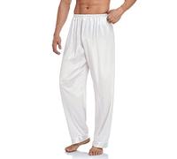 Wantschun Herren Satin Silk Schlafanzug Nachtwäsche Hose Herrenanzug Pyjama Bottom Schlafanzughose Weiß EU M