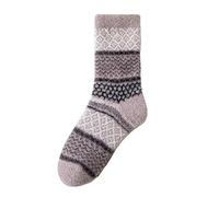 WANYI 1 Paar Kuschelsocken Damen Flauschige Warme Socken Vintage Wintersocken Weiche Haussocken Schlafsocken Kuschel Socken für Herbst und Winter(Hellgrau)