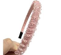WANYI 1 Stück Haarreifen Damen Haarreif Strass Stirnbänder Glitzer Strass Haarband Haarschmuck Trachten Haarreif für Damen Mädchen Kostümparty(Rosa)