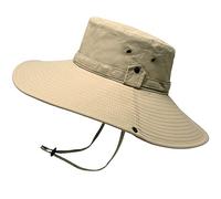 WANYI 360°Sonnenhut Herren UV Schutz 12CM Breite Krempe Safari Hut Sommer Outdoor Fischerhut Buschhut Gartenhut Buschhut Hiking Bucket Hat Boonie Hat Wasserdicht Wanderhut Anglerhut (Khaki)