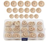 WANYI 80 Stück Holzknöpfe 15mm 20mm 25mm Runde Knöpfe Holz Kinder Natur Kinderknöpfe Babyknöpfe mit 2 Loch für DIY Nähen Babysachen Strickjacken Strickwolle (C)