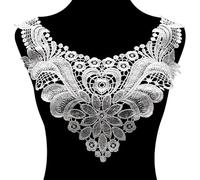WANYI Spitzenkragen Spitze zum Nähen, Stickerei Patch Applique Spitzenapplikation Halskragen Ausschnitt Kragen Spitze für Brautkleid, Röcke, Strickwaren(Weiß)