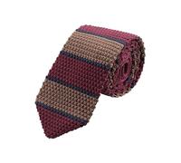 WANYING Herren 7cm Schmale Strickkrawatte Gestrickte Narrow Krawatte Retro Sporty Casual Büro Basic für Gentleman - Bordeaux Rot Dunkelblau Braun