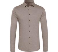 Langarmhemd DESOTO "Jerseyhemd Casual Kent", Herren, Gr. XXL, N-Gr, braun (light braun piqué), Jersey, Obermaterial: 100% Baumwolle, unifarben, slim fit normal, Rundhals, Raglanärmel,Ärmel mit Ärmelsc