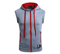WAQD Herren Mit Kapuze Weste T-Shirt Kapuzenpullover Herren Tank Tops Ärmelloses Einfarbiges Hoodie Cardigan mit Reißverschluss Pullover T-Shirt Bequem Slim Fit Fitness Kapuzenweste