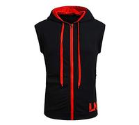 WAQD Herren Mit Kapuze Weste T-Shirt Kapuzenpullover Herren Tank Tops Ärmelloses Einfarbiges Hoodie Cardigan mit Reißverschluss Pullover T-Shirt Bequem Slim Fit Fitness Kapuzenweste