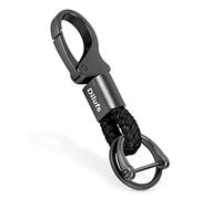 WardWolf D-Clip Karabiner Schlüsselanhänger aus Zinklegierung, Autoschlüsselanhänger mit Upgrade Anti-Verlust, Schlüsselbund mit 2 Ringen, Geschenk für Frau, Mann, Freunde,Schwarz