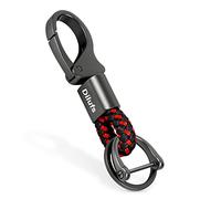 WardWolf D-Clip Karabiner Schlüsselanhänger aus Zinklegierung, Autoschlüsselanhänger mit Upgrade Anti-Verlust, Schlüsselbund mit 2 Ringen, Geschenk für Frau, Mann, Freunde,Schwarz und Rot