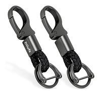 WardWolf D-Clip Karabiner Schlüsselanhänger aus Zinklegierung, Autoschlüsselanhänger mit Upgrade Anti-Verlust, Schlüsselbund mit 2 Ringen, Geschenk für Frau, Mann, Freunde,2Stk.