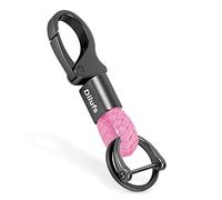 WardWolf D-Clip Karabiner Schlüsselanhänger aus Zinklegierung, Autoschlüsselanhänger mit Upgrade Anti-Verlust, Schlüsselbund mit 2 Ringen, Geschenk für Frau, Mann, Freunde,Rosa
