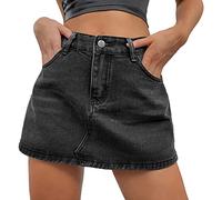 Warehouse Deal Jeans Hosenrock Damen Sommer High Waist Y2K Hosenrock Asymmetrische Jeans Rock mit Kurz Hose Casual Culotte-Shorts Moden A-Linien Knopf Culottes Hosen Elegant Kurz Jeansrock