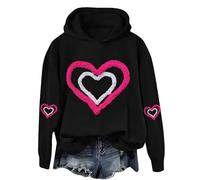 Warehouse Deal Langarmshirts für Damen Valentines Hoodie Pullover Damen Funny Love Heart Graphic Valentines Sweatshirts mit Kapuze Hoodie Langarm Kapuzenpullover Oversize Lockere Sport Streetwear Tops