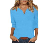 Warehouse Deals Angebote Damen Tshirt 3/4 Arm Sommer Lässig V-Ausschnitt Langarmshirt Modische Einfarbig Bluse 2025 Neueste T-Shirt Slim Fit Oberteile Blusebshirt Bequem Basic Top Tunika
