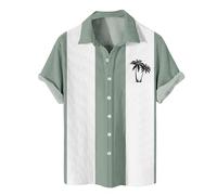 Warehouse Deals Angebote Hemd Kurzarm Herren Weiße Tshirts Herren Langarmshirts Für Herren Reverskragen Palm Bedruckt Strandhemd Kurzarm Boho Hemd Knopfleiste Jeanshemd (Minzgrün, 3XL)