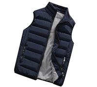 Warehouse Deals Angebote Herren Steppweste 2024 Winter Thermo Herren Weste mit Kapuze Outdoor Jacke Softshell Jack Multi Taschened Ärmellos Jacke Übergangs Daunenweste Daunenweste(#C Dark Blue,XXL)