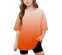 Warehouse Deals Angebote Oversize T-Shirt Mädchen und Junge Farbverlauf Tshirt Casual Rundhals Bluse Sommer Locker T Shirt Dünne Kurzarm Oberteile Bequem Basic Tee Top Baumwolle