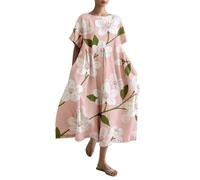Warehouse Deals Angebote Sale Damen Bekleidung Langes Sommerkleid Damen Lässiges, Lockeres Kleid Für Damen Im Retro-Stil Mit Botanischem Blumenmuster Und Strandkleid Kurz Damen Sale Angebote