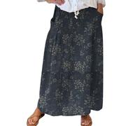 Warehouse Deals Angebote Sommer Rock Damen Luftig Lang Damenrock Aus Leinen Mit Und Blumenmuster Im Retro-Stil Lange Röcke Eng Deals of The Day