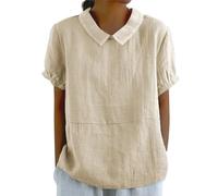 Warehouse Deals Angebote T-Shirt Leinenbluse Sommer Baumwoll Leinen Oberteile Vintage Einfarbig Tunika Bluse Basic Kurzarm Shirt Musselin Bluse Damen Alle Meine Bestellungen Anzeigen 2025