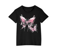 Warehouse Deals Angebote T-Shirt Mädchen Elegante Bunt Schmetterling Druck Tshirt Baumwolle Basic Tee Tops Unisex Kinder T Shirt Modische Kurzarm Oberteile Sommer Dünne Pullover Schalnk