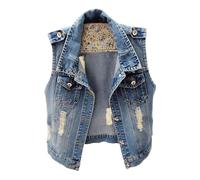 Warehouse-Deals, Reise Must Haves, Damen Weste Sommer Leicht Damen Jeansweste Aus Denim Klassisch Für Junioren Zum Zuknöpfen Kurz Im Look Ärmellos Mantel Gefüttert Herren, Angebote Klamotten
