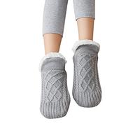 Warm Haussocken Plüsch Gefüttert Stoppersocke Herren Haus Hausschuhe Socken Bodensocken Gestrickte Warme Teppichsocken Haus Schlafsocken Sneaker Herren Socken Smart Fleece Gefütterte (S1-Grey, 43-45)