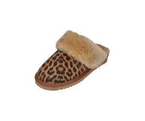 Warmbat Damenschuhe Hausschuhe COLLIE PRINT PANTHER chestnut, Größe:39 EU