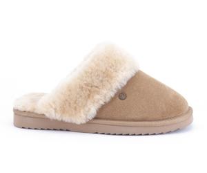 Warmbat Hausschuhe Pantoffel Flurry Suede mit Merino Schaffell camelbraun Damen, Größe Euro (US) 40 (8)