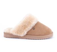 Warmbat Hausschuhe Pantoffel Flurry Suede mit Merino Schaffell camelbraun Damen, Größe Euro (US) 42 (10)