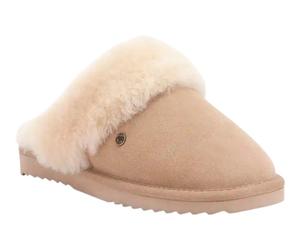 Warmbat Hausschuhe Pantoffel Flurry Suede mit Merino Schaffell hellbraun Damen, Größe Euro (US) 42 (10)