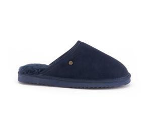 Warmbat Pantoffel Classic Suede mit Merino Schaffell dunkelblau Hausschuhe, Größe Euro (US) 44 (10)