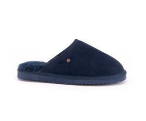 Warmbat Pantoffel Classic Suede mit Merino Schaffell dunkelblau Hausschuhe, Größe Euro (US) 48 (13,5)