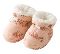 Warme Babystiefel aus Fell für den Winter, rutschfeste Fleece-Schühchen mit weicher Sohle (0-6 Monate)